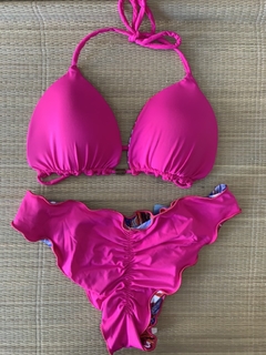 CALCINHA RIPPLE DUPLA FACE EMPINA BUMBUM BRANCO COM FOLHAS COLORIDAS - comprar online