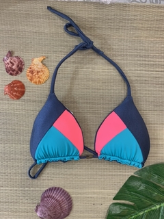 TOP CORTININHA DUPLA FACE RECORTE TRICOL AZUL CINT