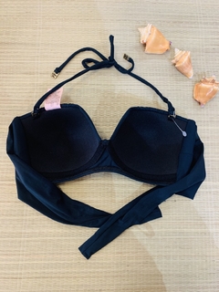 TOP LISO COM BOJO QUADRADO FRANZIDO PRETO (P) - Equilive