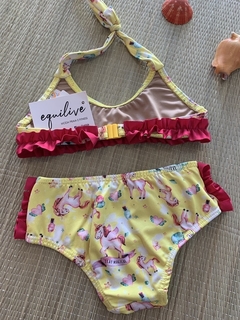 CONJUNTO JUVENIL TOP C/ BABADO E CALCINIHA MÉDIA AMARELO FLORES na internet