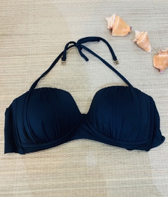 TOP LISO COM BOJO QUADRADO FRANZIDO PRETO (P)