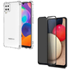 Capinha Anti Quedas Galaxy A12 + Película 3D Vidro Anti Espião Privacidade