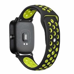 Pulseira Furadinha Duas Cores 20mm Xiaomi Amazfit Bip - Preto com Verde