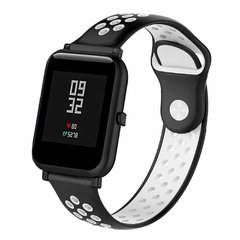 Pulseira Furadinha Duas Cores 20mm Xiaomi Amazfit Bip - Preto Furo Branco