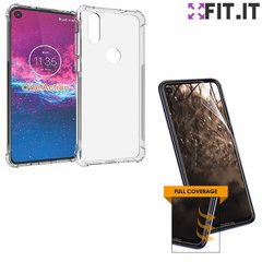 Capa Antiqueda Impactos Motorola One Action + Película de Gel Transparente