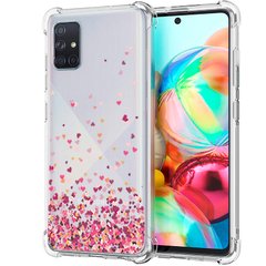 Capa Antiqueda Samsung Galaxy A71 Chuva de Corações Rosa