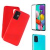 Kit Capa Silicone Vermelha Macio Galaxy A51 + Película 3D Vidro + Película Câmera