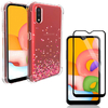 Capa Anti Queda Corações Galaxy A01 + Película de Vidro 3D + Kit Aplicação