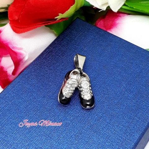 DIJE BOTÍN DOBLE NEGRO 3D