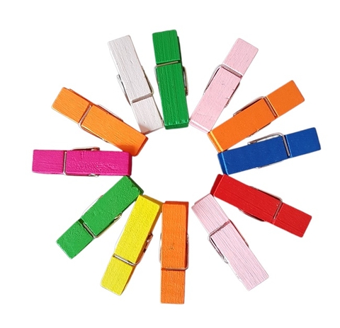 Mini prendedor de madeira 4.5 cm com 24 unidades colorido