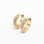 Brinco folheado a ouro 18k argola bananinha média 6 fileiras de zircônias