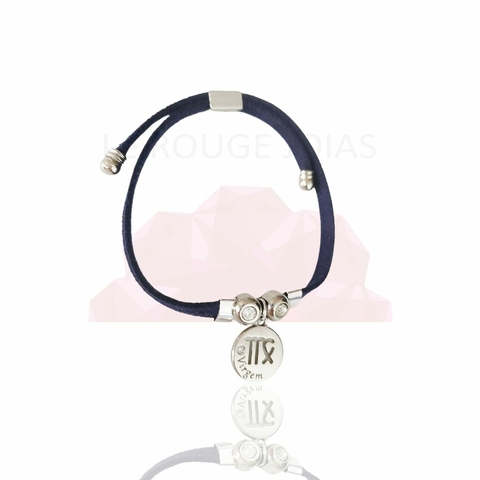 Pulseira de signo regulável cristal- banhada a ródio branco - Virgem