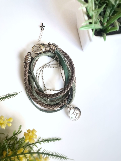 Pulseira Zodiac Signo Gêmeos-banhada a ródio branco