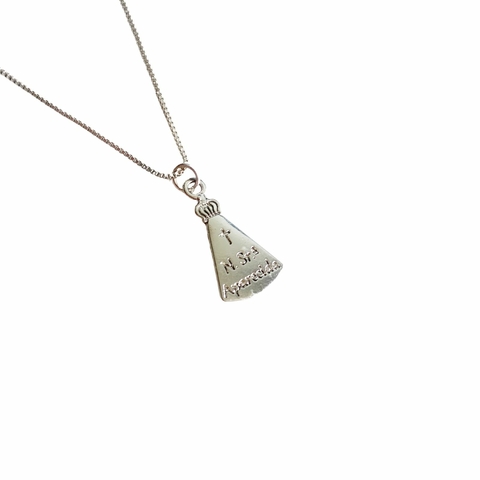 Colar Pingente Nossa Senhora Aparecida-Banhado a platina