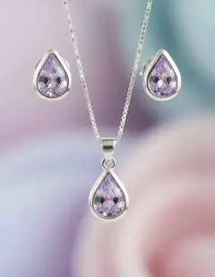 Conjunto Gota lilas Prata 925 - Le Rouge Joias