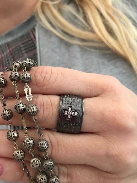 Anel Pai Nosso-18-banhado a ródio negro