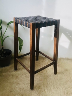 Banqueta De Paraiso Con tinte Trenzado en Cuero