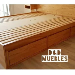 Cama 2 Plazas Box En Paraiso C/ Cajones Y Baulera + Respaldo