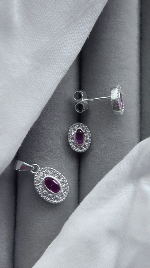 Conjunto Aros y Dije Pink - comprar online