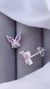 Aros Mariposas Pasantes con Cubic Rosa - comprar online