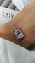 Pulsera en Plata Rodinada Elefante Esmaltado con Cubic y Ojo Protector