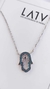 Cad de Plata Rodinada 45cm ext.50cm con Dije Mano en Piedra y Cubic