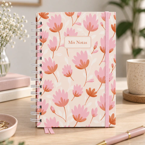 Cuaderno Olivia Coral "Mis Notas" A5 - Hojas rayadas