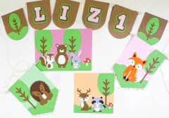 Kit Painel- Animais do Bosque Menina