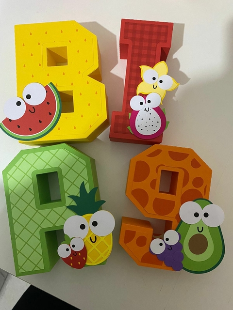 Letras e Números 3D - Frutinhas