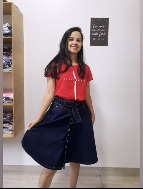 Saia Jeans Escura - comprar online