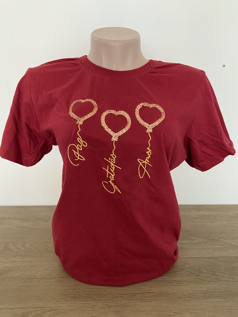 Blusa feminina T-shirt paz gratidão amor