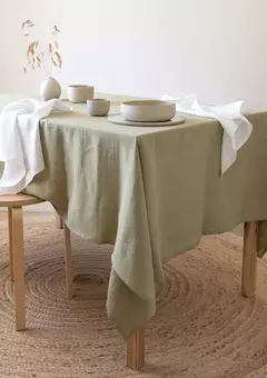MANTEL TUSOR LISO VERDE SECO