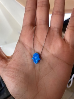 Conjunto Hamsa, manito de mujer, piedra Opalo Rodinado en internet