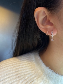 Aros argollita con dije, mujer, Gota - Joyería LauLec