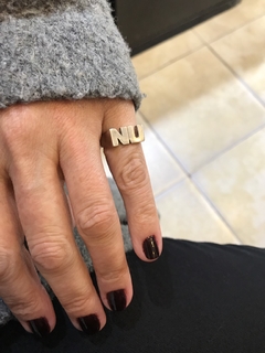 Anillo doble inicial calada de mujer - comprar online