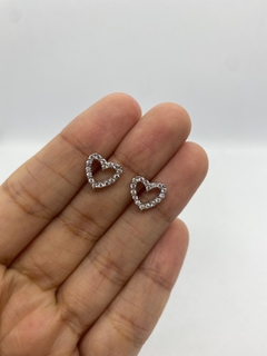 Aros de mujer corazon con piedras love - comprar online