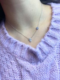 Conjunto cadena y dije con piedra de mujer, Hamsa plus - comprar online