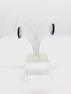 Aros argollita con piedra de mujer, Black - comprar online