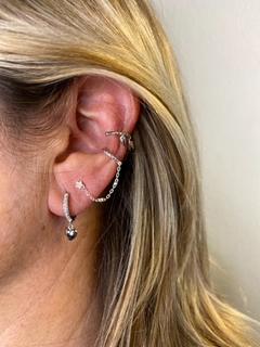 Aros argollita con dije corazon de mujer, Chalup - tienda online