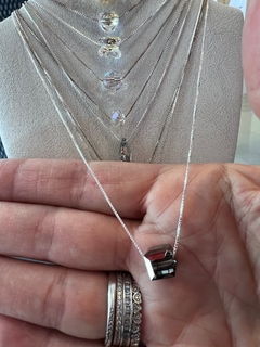 Conjunto de mujer, cadena y dije cubito cristal autentico L - Joyería LauLec