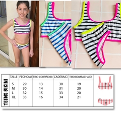 BIKINI TEENS RAYADA CON VIVO FLUOR - LA BEGONIA