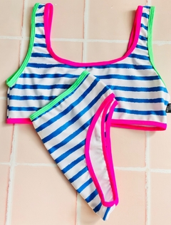 BIKINI TEENS RAYADA CON VIVO FLUOR - tienda online