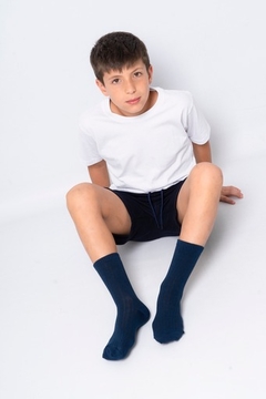 MEDIAS LISAS PACK X 3 PARES BLANCA-AZUL - tienda online