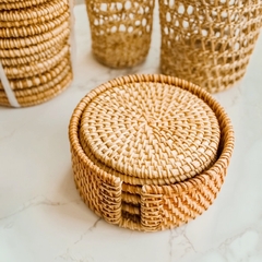 Posavasos de rattan con estuche x 6 - comprar online