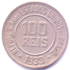 V087     BRASIL   -    100  REIS    1933