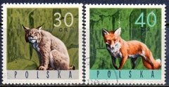 23523 POLÔNIA - ANIMAIS SELVAGENS - LINCE e RAPOSA - 1965 - USADOS