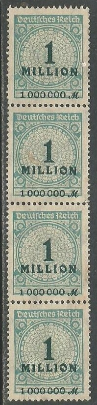 2399 .... ALEMANHA - ZIFFERN - 1 MILHÃO DE MARK ( TIRA DE 4 SELOS ) - 1923 - NOVOS