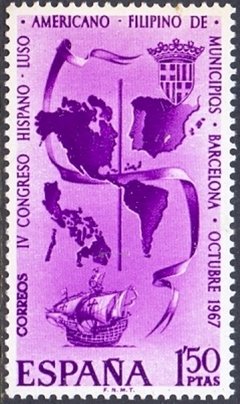 25155 ESPANHA - CONGRESSO DE MUNICÍPIOS, EM BARCELONA - 1,50 PESETAS - 1967 - MINT