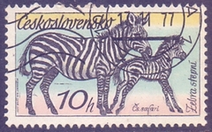 32140 .... CHECOSLOVAQUIA - ZEBRA E FILHOTE - 10 h. - USADO