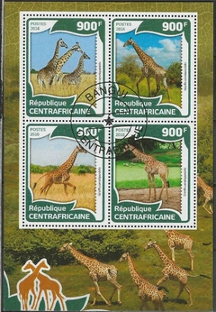 38573 CENTRAFRICANE - BLOCO GIRAFAS 900F - 2016